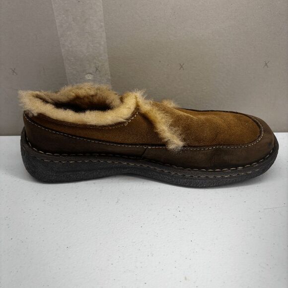 Born Hand Crafted Suede Fur Lined Slipper Mule Clog Womens Size 9 EUC - Picture 7 of 9